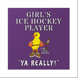 Funny Girl's Ice Hockey Shirt YA REALLY! Posters and Art